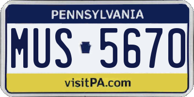 PA license plate MUS5670