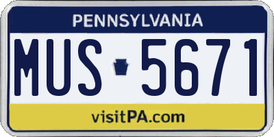 PA license plate MUS5671
