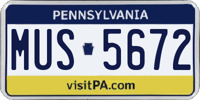 PA license plate MUS5672
