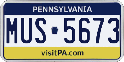 PA license plate MUS5673