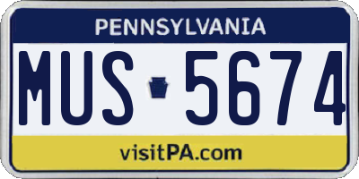 PA license plate MUS5674