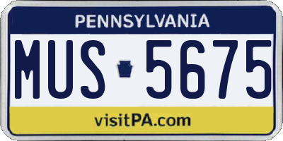 PA license plate MUS5675