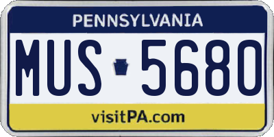 PA license plate MUS5680