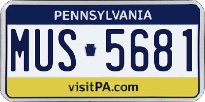 PA license plate MUS5681