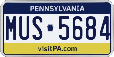 PA license plate MUS5684