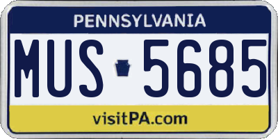 PA license plate MUS5685