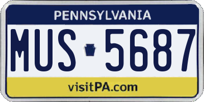 PA license plate MUS5687
