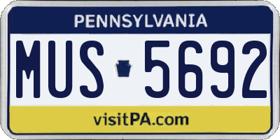 PA license plate MUS5692
