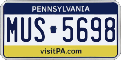 PA license plate MUS5698