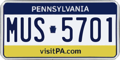 PA license plate MUS5701