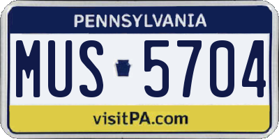 PA license plate MUS5704