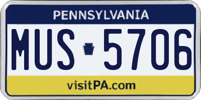 PA license plate MUS5706