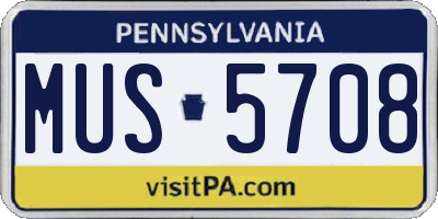 PA license plate MUS5708