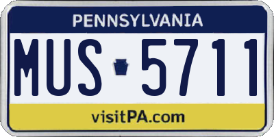 PA license plate MUS5711