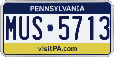 PA license plate MUS5713