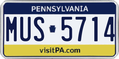 PA license plate MUS5714