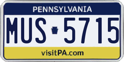 PA license plate MUS5715