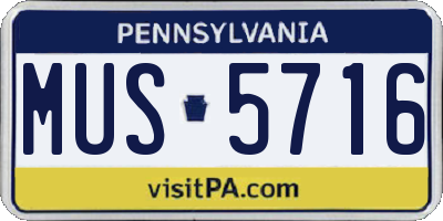 PA license plate MUS5716