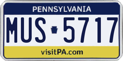 PA license plate MUS5717