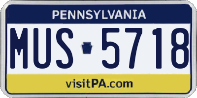 PA license plate MUS5718