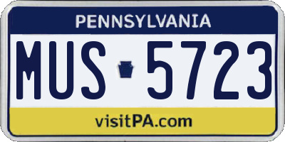 PA license plate MUS5723