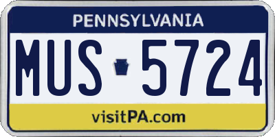 PA license plate MUS5724