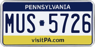 PA license plate MUS5726