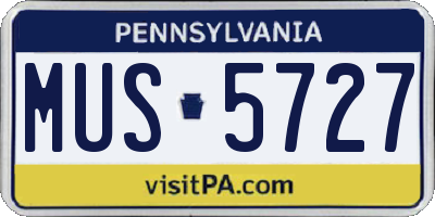 PA license plate MUS5727