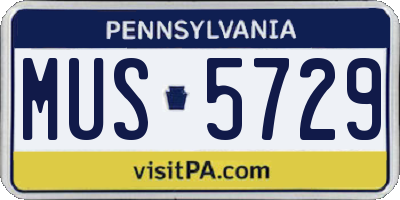 PA license plate MUS5729