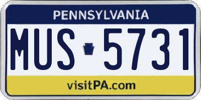 PA license plate MUS5731