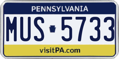 PA license plate MUS5733