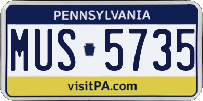 PA license plate MUS5735