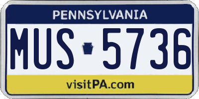 PA license plate MUS5736