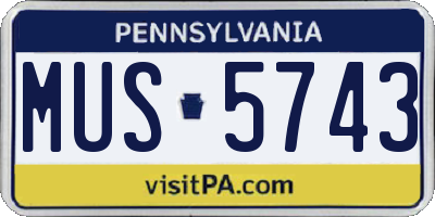 PA license plate MUS5743