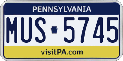 PA license plate MUS5745