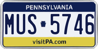 PA license plate MUS5746