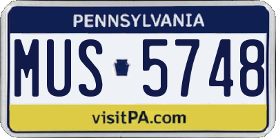 PA license plate MUS5748