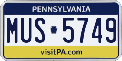 PA license plate MUS5749