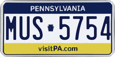 PA license plate MUS5754