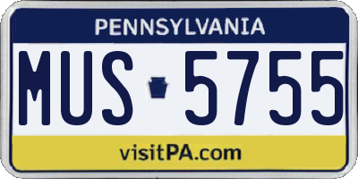 PA license plate MUS5755