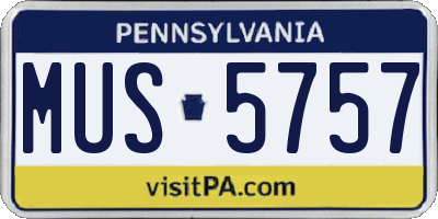 PA license plate MUS5757