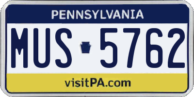 PA license plate MUS5762