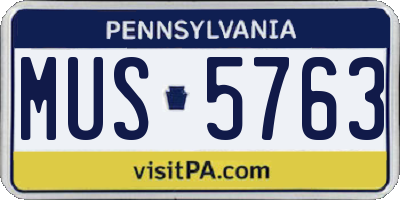 PA license plate MUS5763