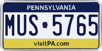 PA license plate MUS5765