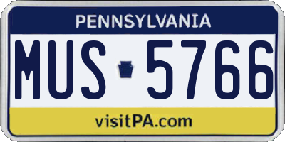 PA license plate MUS5766