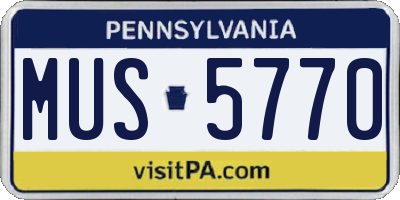 PA license plate MUS5770