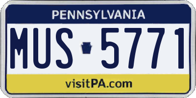 PA license plate MUS5771