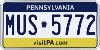 PA license plate MUS5772