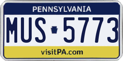 PA license plate MUS5773