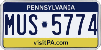 PA license plate MUS5774